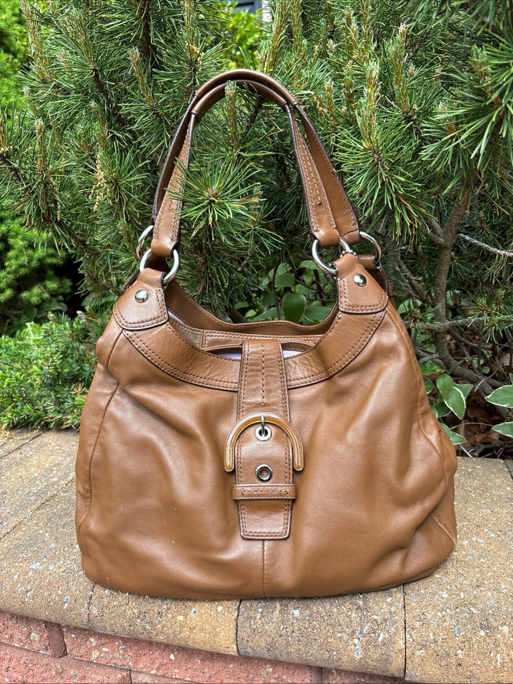 Vintage Coach Leather Soho Lynn Hobo Shoulder Bag Chestnut Brown F17092